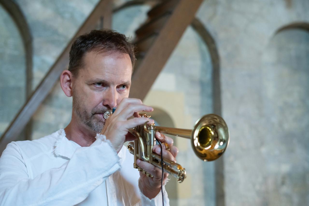 Trumpet setup on stage